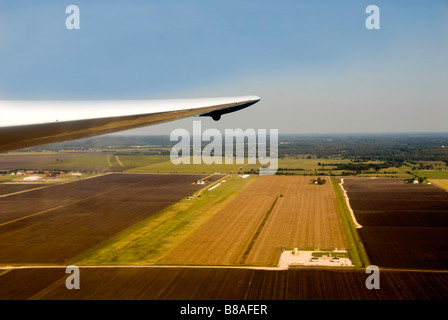 Glider plane view of runway Stock Photo