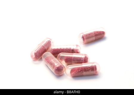 Cranberry pills are seen in a cutout picture. Stock Photo