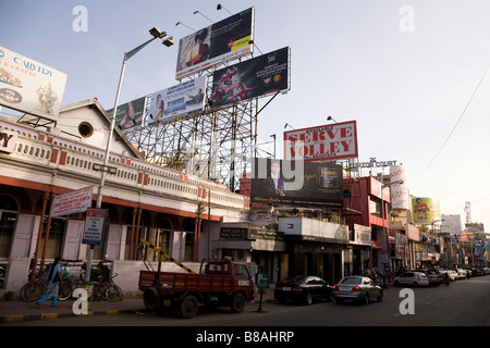 Brigade Road in central Bangalore, India. The street is one of the city's main shopping areas. Stock Photo