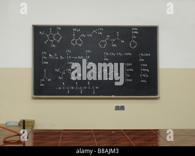 Blackboard all written with chemical compound formulas Stock Photo