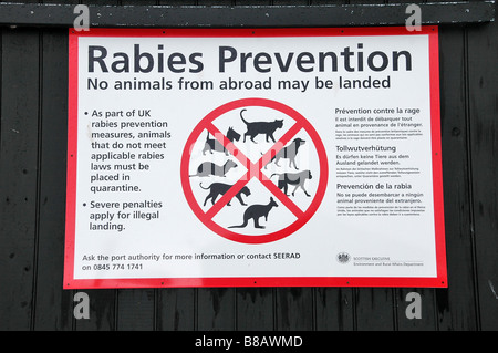 Rabies prevention warning sign Stock Photo - Alamy