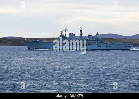 dh HMS Ark Royal ROYAL NAVY UK Aircraft carrier steaming through Hoxa Sound Orkney carriers war ship Stock Photo