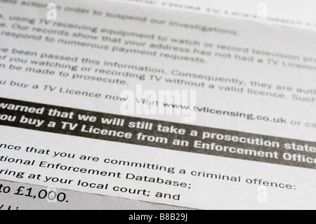 Letter from UK TV Licencing warning about criminal/legal proceedings if ...