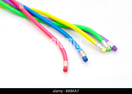 Colourful flexible pencils on white background Stock Photo