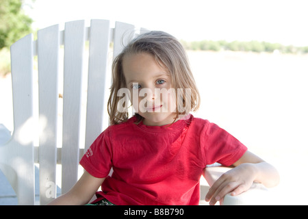 Girl - 5 years old at Lake Winnipeg, Canada Stock Photo