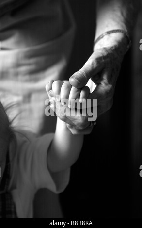 FV4104, Brian Summers; Adult Hand holding Child Hand, B/w Stock Photo