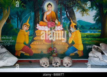 The remains of Monks at a Buddhist temple at the site of Angkor Wat, Cambodia, Asia Stock Photo