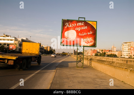 billboard is installed at the edge of one beirut river Stock Photo