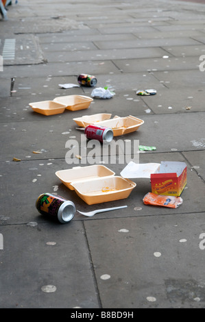 Litter on the pavement, England UK Stock Photo