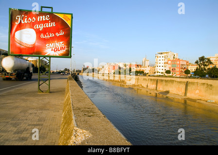billboard is installed at the edge of one beirut river Stock Photo