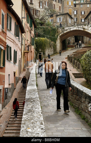 Via Acquedotto Walkway, Perugia, Umbria, Italy Stock Photo