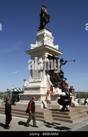 Samuel de Champlain Statue & Château Frontenac, Quebec City, Quebec, Canada Stock Photo