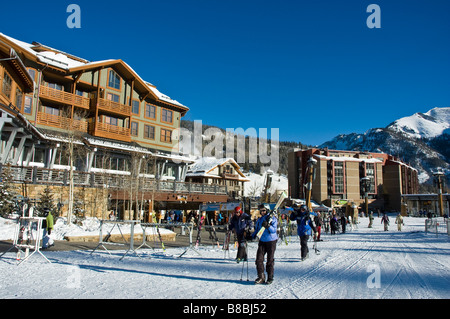 Jacks and other base area buildings, Copper Mountain Resort, Summit County, Colorado. Stock Photo