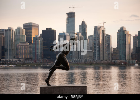 Bronze statue commemorating the Canadian track and field runner Harry Winston Jerome in Stanley Park Vancouver BC Canada Stock Photo