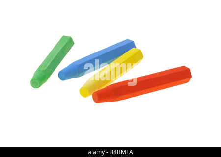 Oil pastel crayons on white background Stock Photo