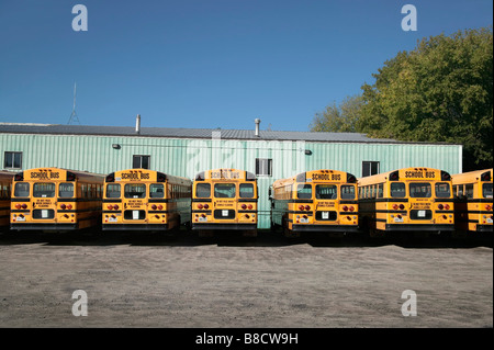 School Bus Depot, NorthernOntario Stock Photo