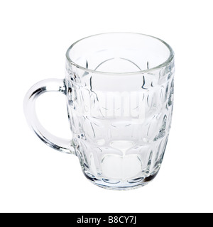 Empty Traditional British Ale Jug beer glass on white Stock Photo