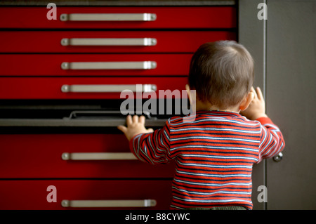 Baby Boy Tool Box Stock Photo