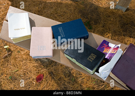 Student's Bibles at private Christian school. Stock Photo