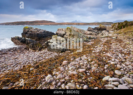 Achnahaird Bay, Wester Ross, Scotland under a very ominous sky. Stock Photo