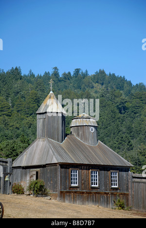 Historic Holy Trinity St. Nicholas Chapel in Fort Ross, Sonoma County, California, USA. Stock Photo