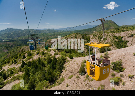 Tourists ride lift to access  Simatai Great Wall 5 4 km section   Great Wall  China located  north  Miyun county, China Stock Photo