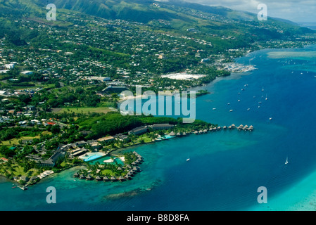 Aerial  Resort west  Papeete, Tahiti Stock Photo