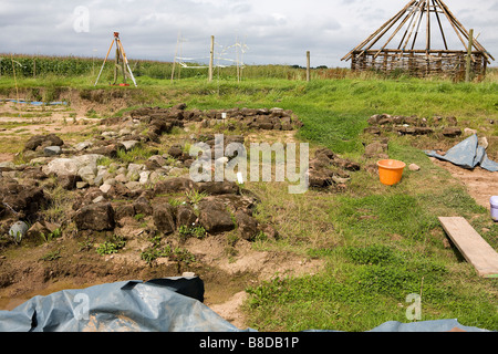 A number of skeletons are unearthed in an archaelogical dig at the Poulton Research Project Stock Photo
