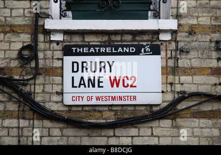 Street sign for Drury Lane, Westminster, London.  Jan 2009