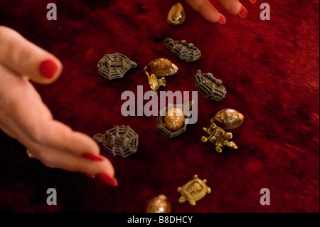 Rolling runes, psychic clairvoyant Stock Photo