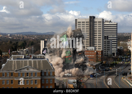 Fiveways Birmingham demolition of Edgbaston Shopping Centre and offices with explosives Stock Photo