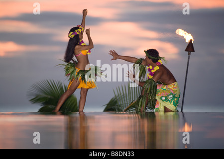 Tamure dancers in tahiti Stock Photo