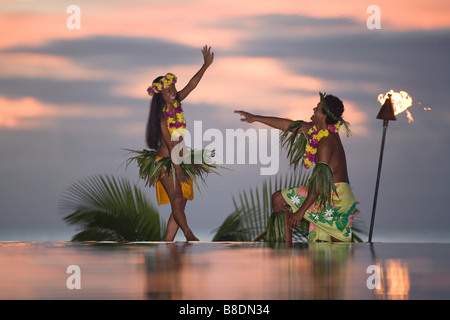 Tamure dancers in tahiti Stock Photo