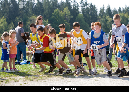 North America Canada Ontario children running in a race Stock Photo