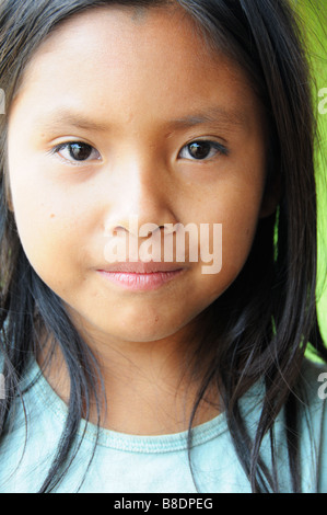 A Shipibo Indian girl in Peru. Stock Photo