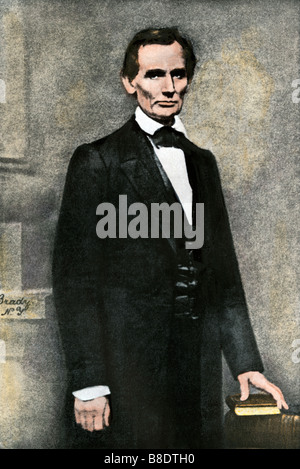 President Abraham Lincoln standing. Hand-colored halftone of a Brady photograph Stock Photo