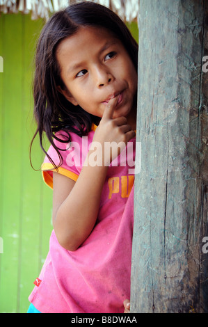 A Shipibo Indian girl in Peru. Stock Photo