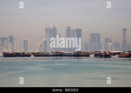 Skyscraper Construction Skyline in Doha Qatar Stock Photo