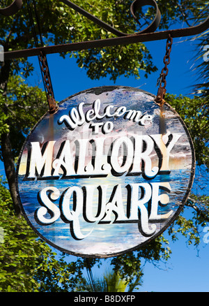 Welcome to Mallory Square hanging sign, Old Town, Key West, Florida Keys, USA Stock Photo