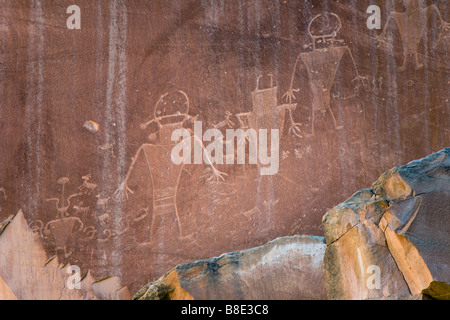 Prehistoric Fremont petroglyphs in Capitol Reef National Park Utah Stock Photo