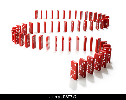 Studio shot of a row of red Domino's lined up Stock Photo