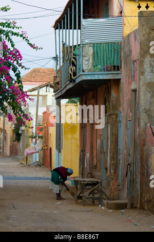 Senegal, Saint Louis. Street Scene. Colonial Era Houses Stock Photo - Alamy