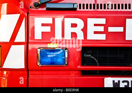 Red Fire engine close up detail Stock Photo