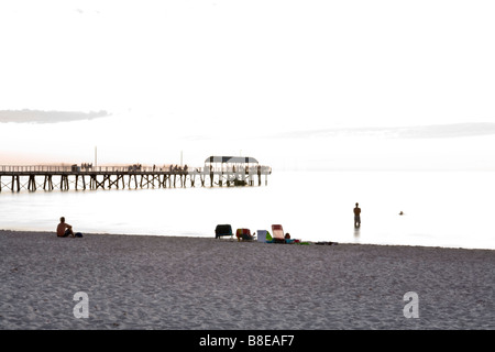 Over exposed sunset at Henley beach, Adelaide Stock Photo
