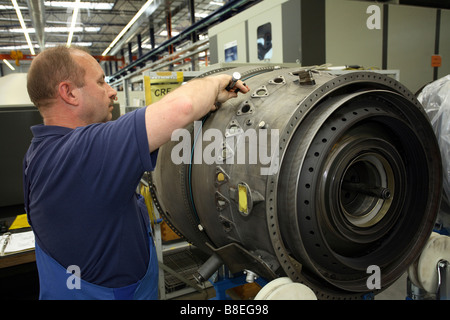 Worker at the MTU Maintenance Berlin-Brandenburg company, Ludwigsfelde, Germany Stock Photo