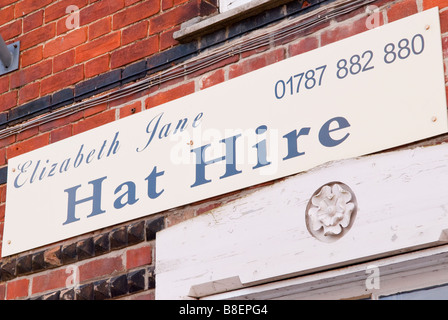 Elizabeth Jane hat hire shop store hiring hats in Long Melford,Suffolk,Uk Stock Photo