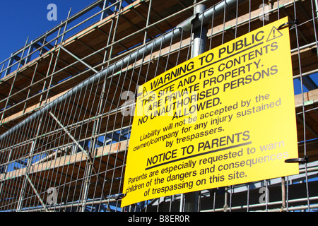 A warning sign on a U.K. construction site. Stock Photo