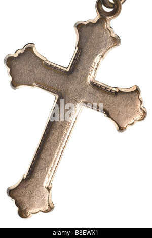 Antique Irish Cross isolated on white background Stock Photo