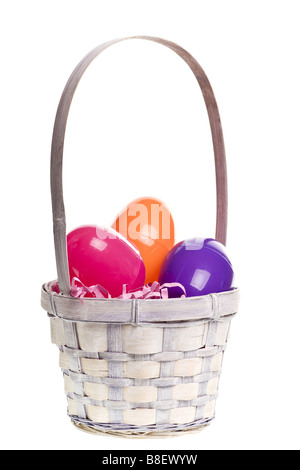 Easter basket isolated on pure white background Stock Photo
