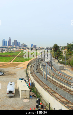 Los Angeles Downtown Air Pollution Skyline Stock Photo